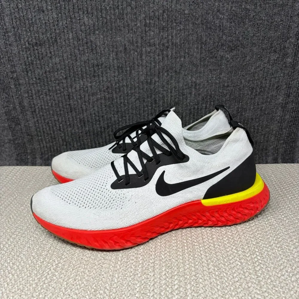 Nike Epic React Flyknit White Bright Crimson Red Running Mens 14 AQ0067-103